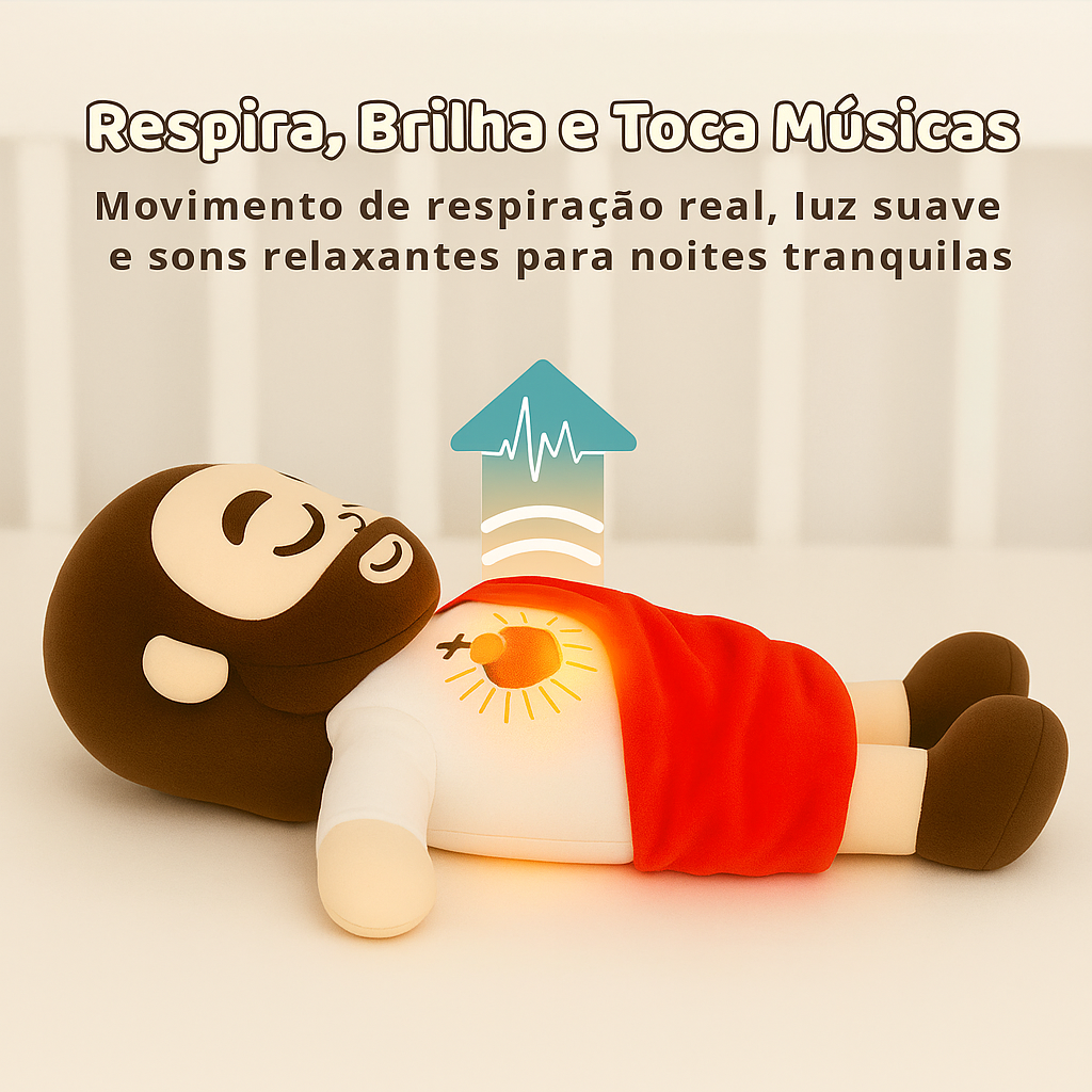 Pelúcia Menino Jesus que Respira e Acalma a Alma