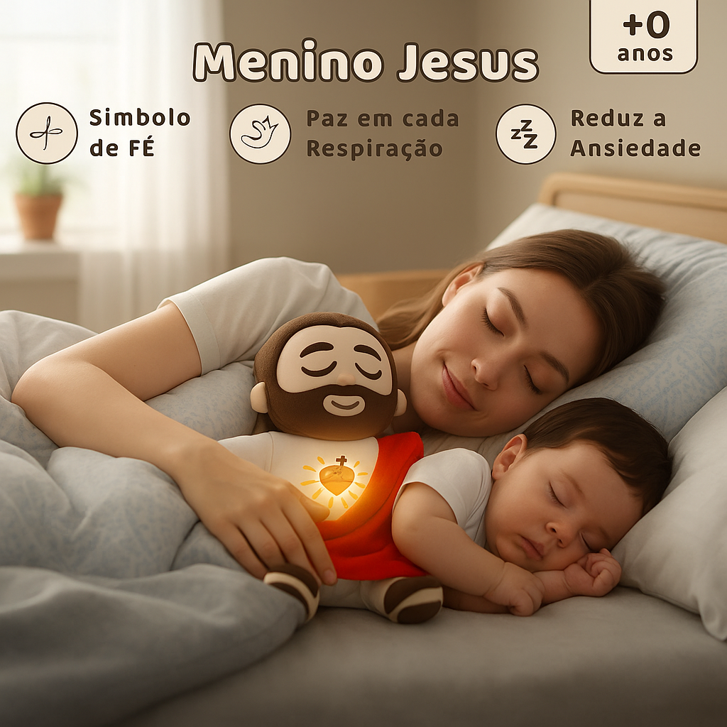 Pelúcia Menino Jesus que Respira e Acalma a Alma